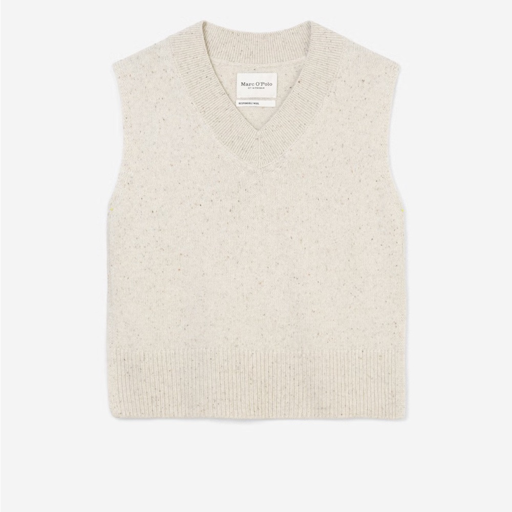 Marc O’Polo V-NECK SLEEVELESS JUMPER IN A BLEND OF SOFT NEW WOOL AND COTTON